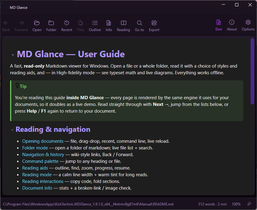 MD Glance running on Windows